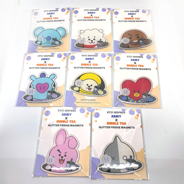 BT21 Inspired Fridge Magnets Army Bubble Tea