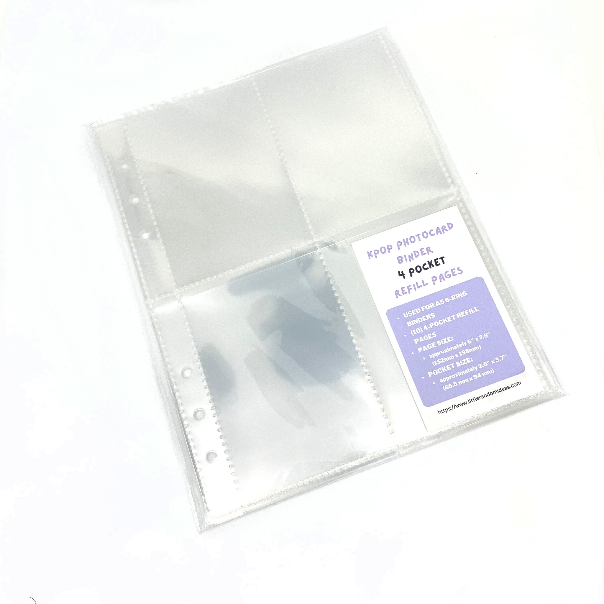 photo card binder a5 Refill Pages for A5 Binder - 4 Pockets
