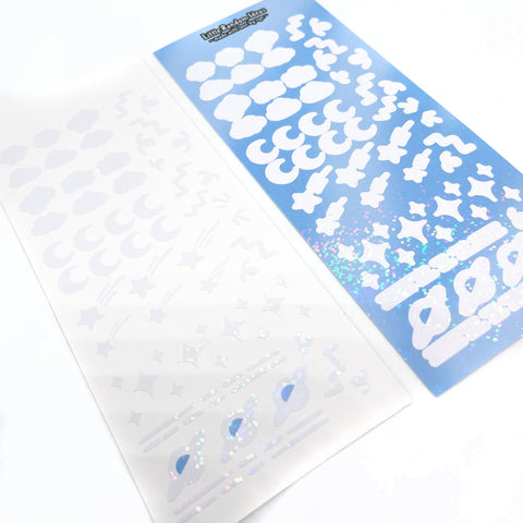 Holographic Deco Sticker Sheet - White Skies