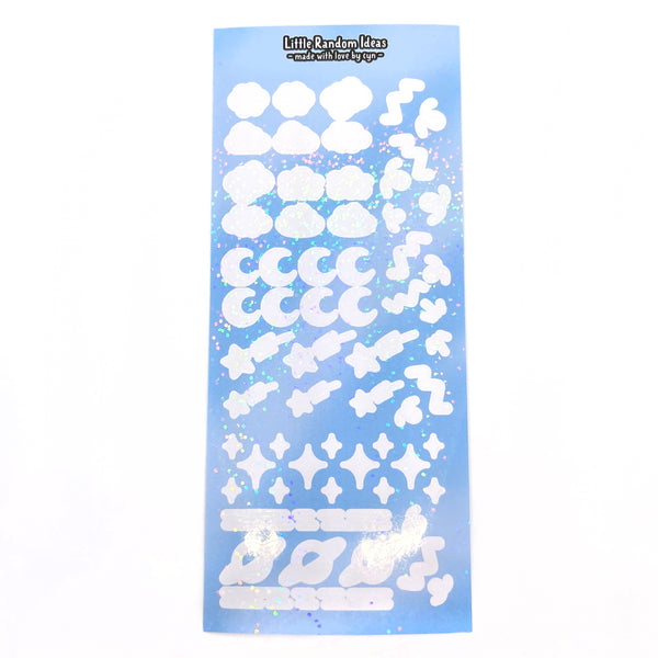 Holographic Deco Sticker Sheet - White Skies