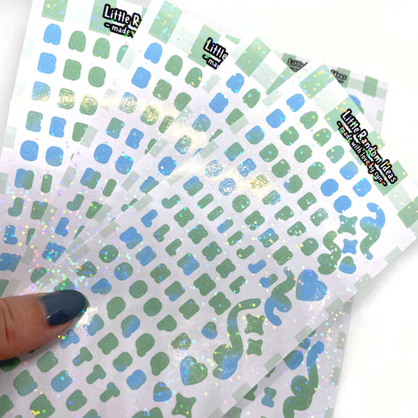 Holographic Alphabet Letter Deco Sticker Sheet - Green