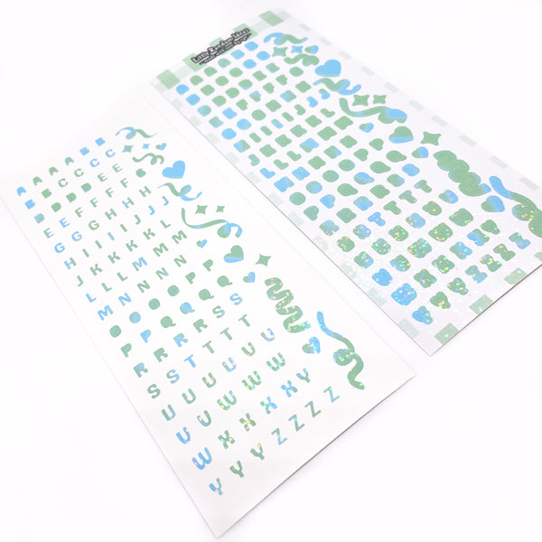 Holographic Alphabet Letter Deco Sticker Sheet - Green