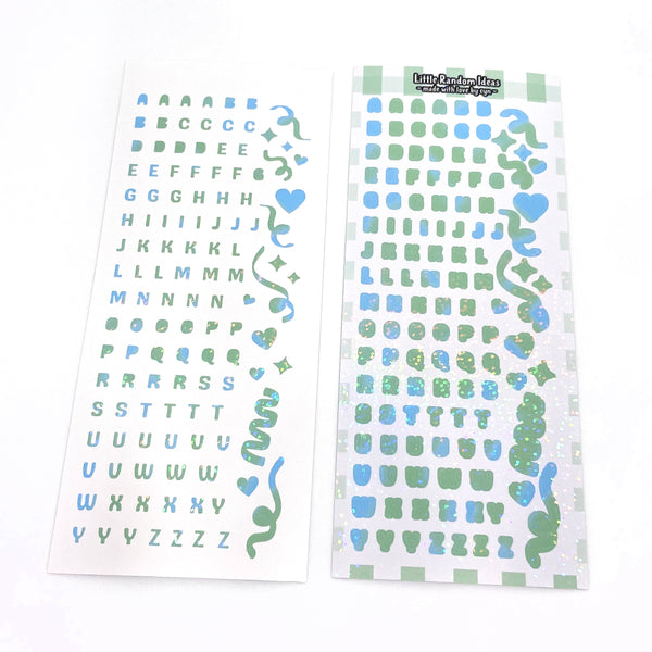 Holographic Alphabet Letter Deco Sticker Sheet - Green