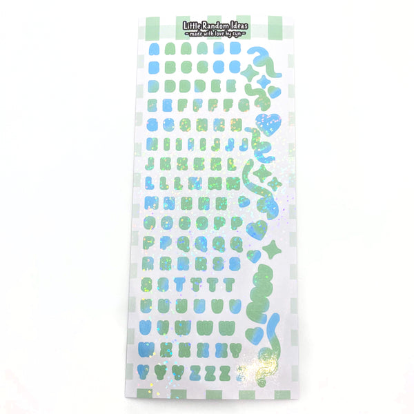 Holographic Alphabet Letter Deco Sticker Sheet - Green