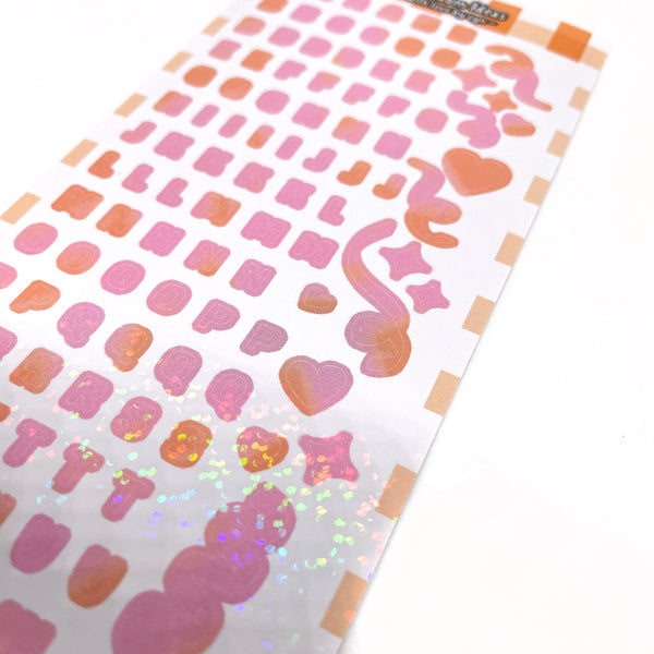 Holographic Alphabet Letter Deco Sticker Sheet - Orange