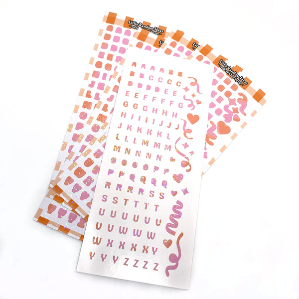 Holographic Alphabet Letter Deco Sticker Sheet - Orange