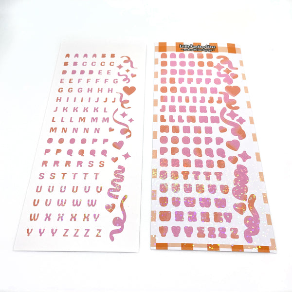 Holographic Alphabet Letter Deco Sticker Sheet - Orange