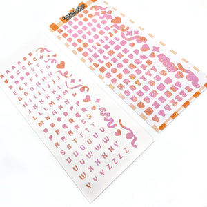 Holographic Alphabet Letter Deco Sticker Sheet - Orange