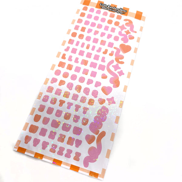 Holographic Alphabet Letter Deco Sticker Sheet - Orange