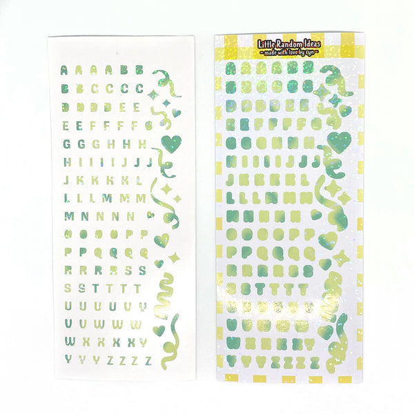 Holographic Alphabet Letter Deco Sticker Sheet - Yellow