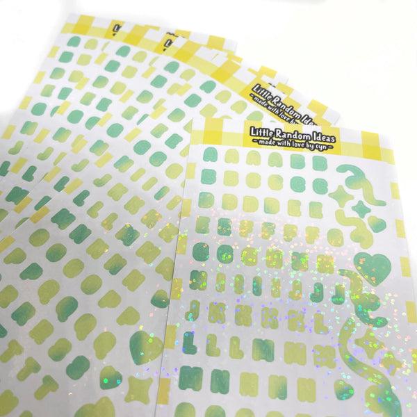 Holographic Alphabet Letter Deco Sticker Sheet - Yellow