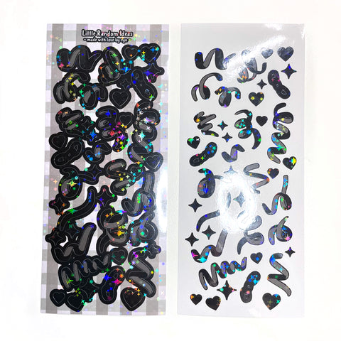 Deco Sticker Sheet - Holographic Confetti - Black