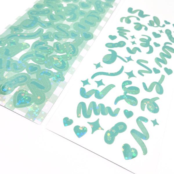 Deco Sticker Sheet - Holographic Confetti - Green