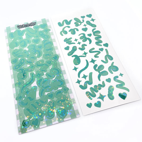 Deco Sticker Sheet - Holographic Confetti - Green