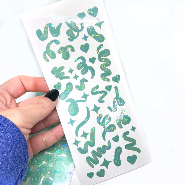 Deco Sticker Sheet - Holographic Confetti - Green