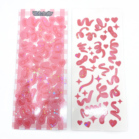 Deco Sticker Sheet - Holographic Confetti - Pink