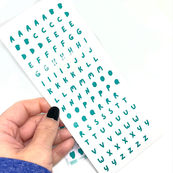 Deco Sticker Sheet - Handletters - Teal