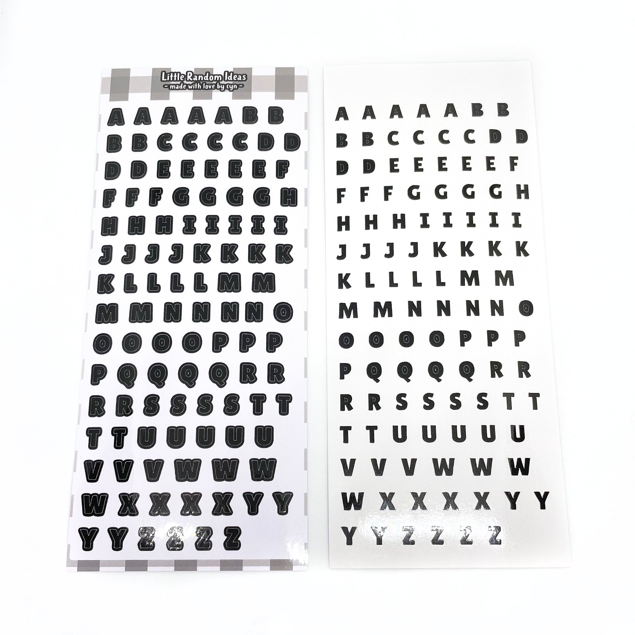 Deco Sticker Sheet - Print Letters - V1 Black