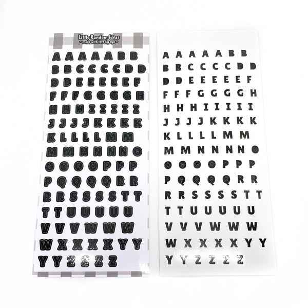 Deco Sticker Sheet - Print Letters - V1 Black