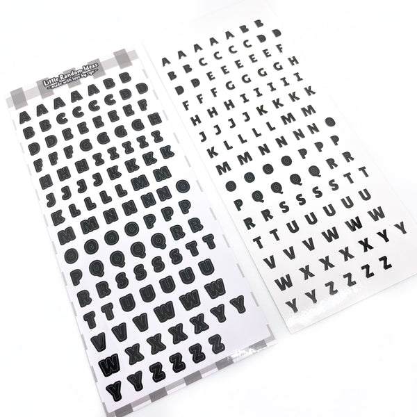 Deco Sticker Sheet - Print Letters - V1 Black