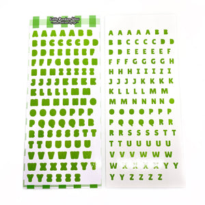 Deco Sticker Sheet - Print Letters - V1 Green