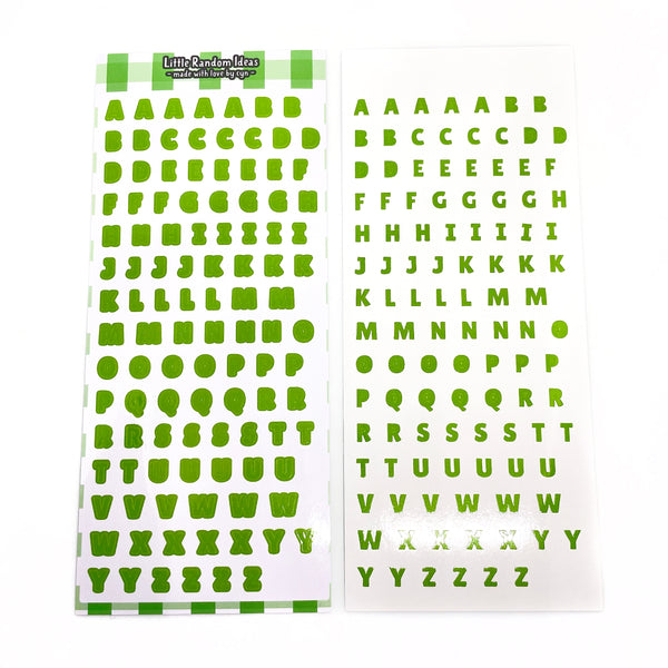Deco Sticker Sheet - Print Letters - V1 Green