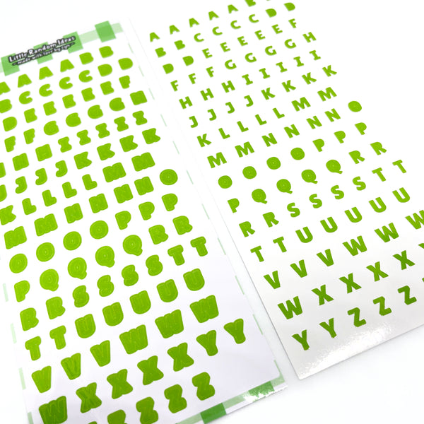 Deco Sticker Sheet - Print Letters - V1 Green