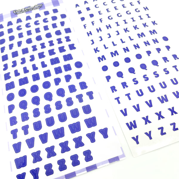 Deco Sticker Sheet - Print Letters - V1 Purple