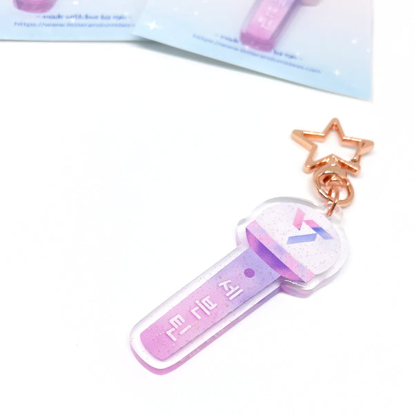 Seventeen Inspired Lightstick Epoxy Acrylic Glitter Keychain with Star Clasp