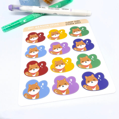 Cloudy Shibs Sticker Sheet