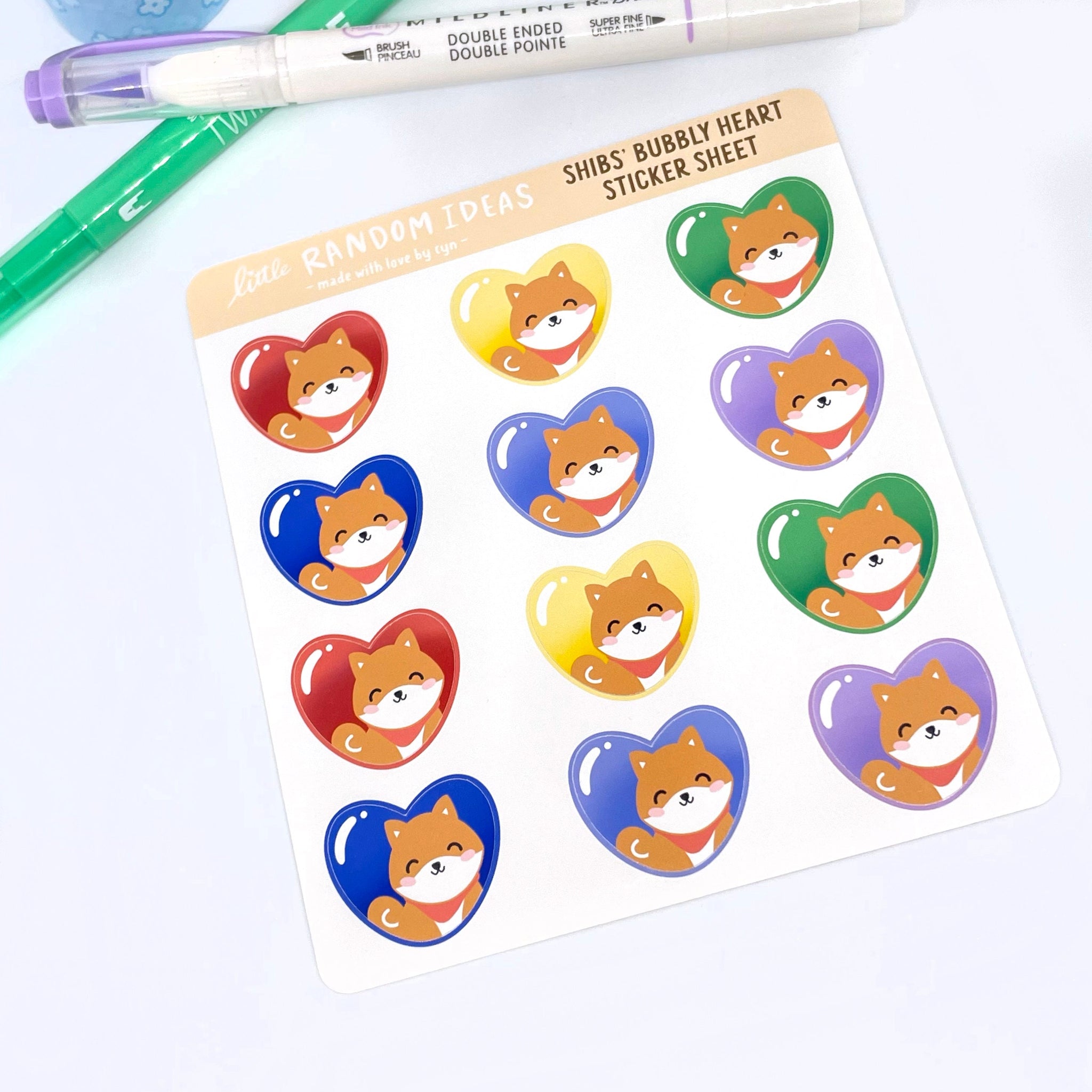 Shibs Bubbly Heart Glossy Sticker Sheet